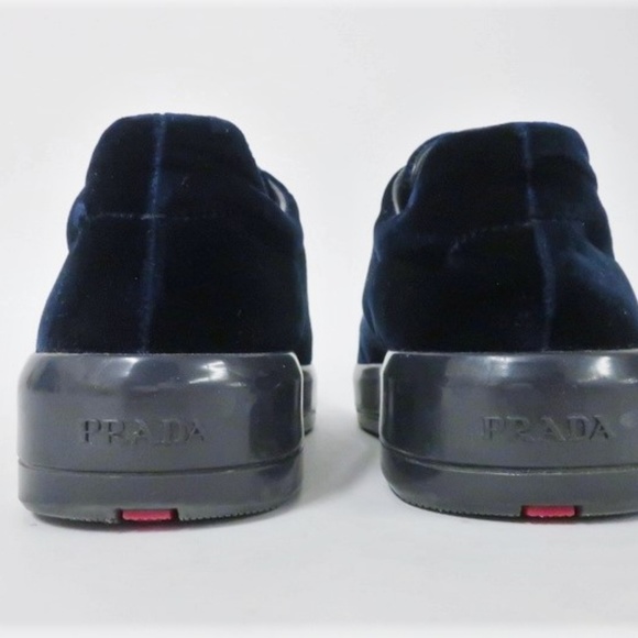 Prada Linea Rossa Velvet Platform Sneaker Navy Siz - Picture 6 of 8